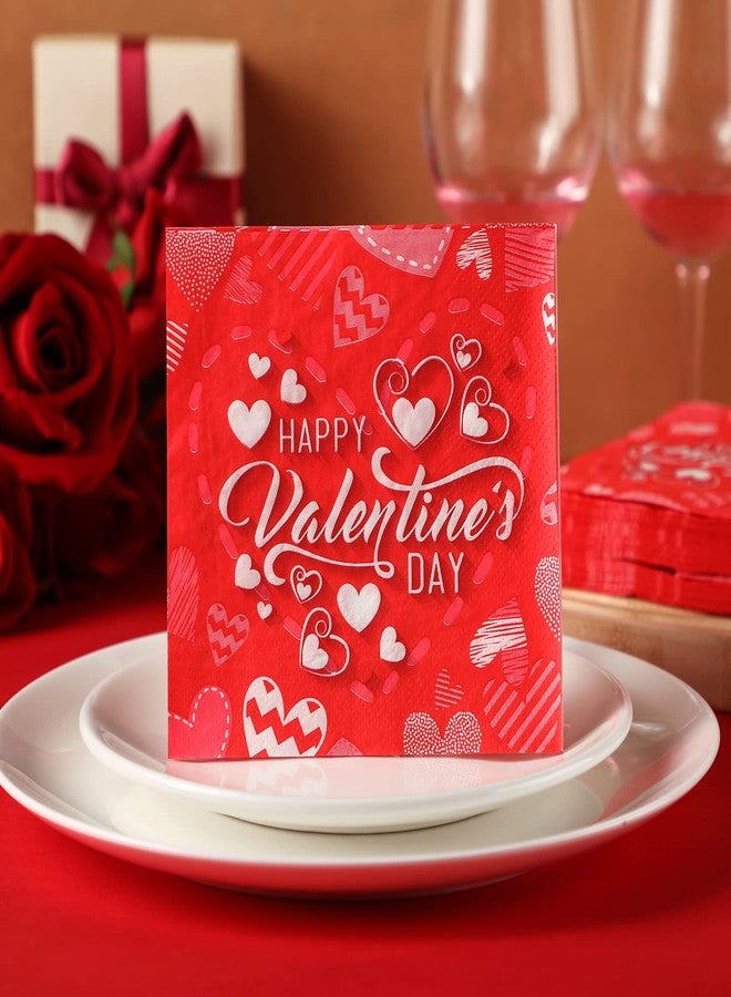 تيلينغ 200 قطعة من مناديل ورقية للاستخدام مرة واحدة لعيد الحب، طبقتان، مزينة بقلوب، مناسبة للمشروبات والغداء والعشاء، ديكور عيد الحب، مناديل كوكتيل لعيد الحب السعيد لحفلات الزفاف والعشاء (رقيقة) - Image 4